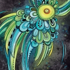 Blue-Green Feather Study